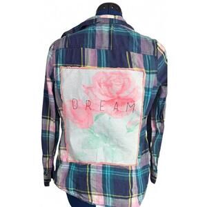DREAM Rose Upcycled Plaid Shirt | Pastel Indie Grunge | Old Navy | Size M